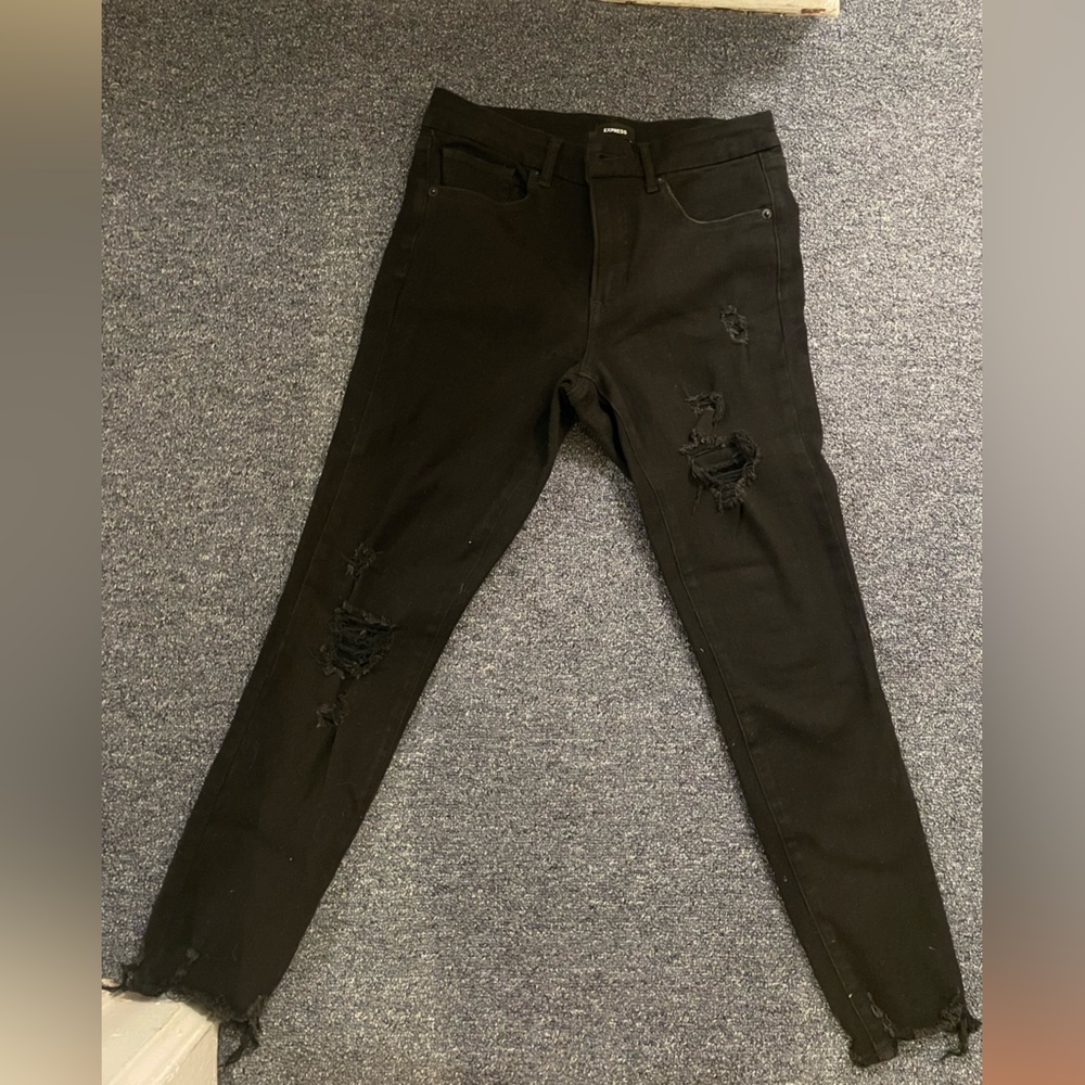 Express Black skinny mid-rise ultra hyper stretch jeans